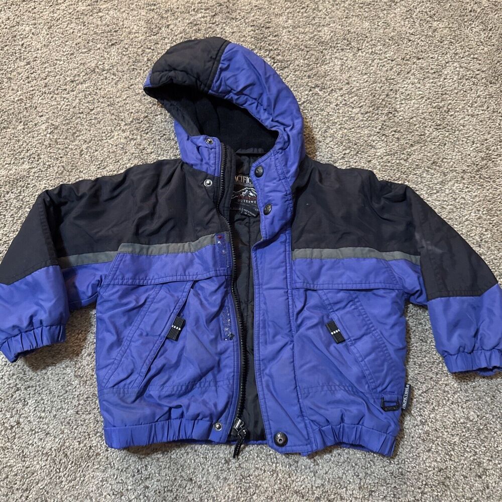 Pacific Trail Puffer Jacket Hooded Boys Medium 5 6 Blue Soft Shell Ski Snow Warm